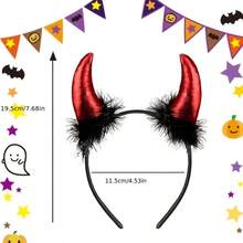 1pc Christmas Devil Horns Personalized Headband, Holiday Party Fashion Headband, Women's Halloween Costume Headpiece - Multicolor - View 5