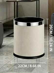 Round Trash Can, Outer Layer Made Of PU Leather, Available In 10L And 14L Capacities, Perfect For Home, Living Room, Bedroom, Office, Hotel And Bathroom Use. - Multicolor - View 10