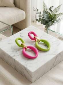 Geometric Exaggerated Hoop Earrings New Niche Fashion Personalized Retro Hong Kong Style Large Ear Studs Drop - Three-tier Link Earrings - View 10
