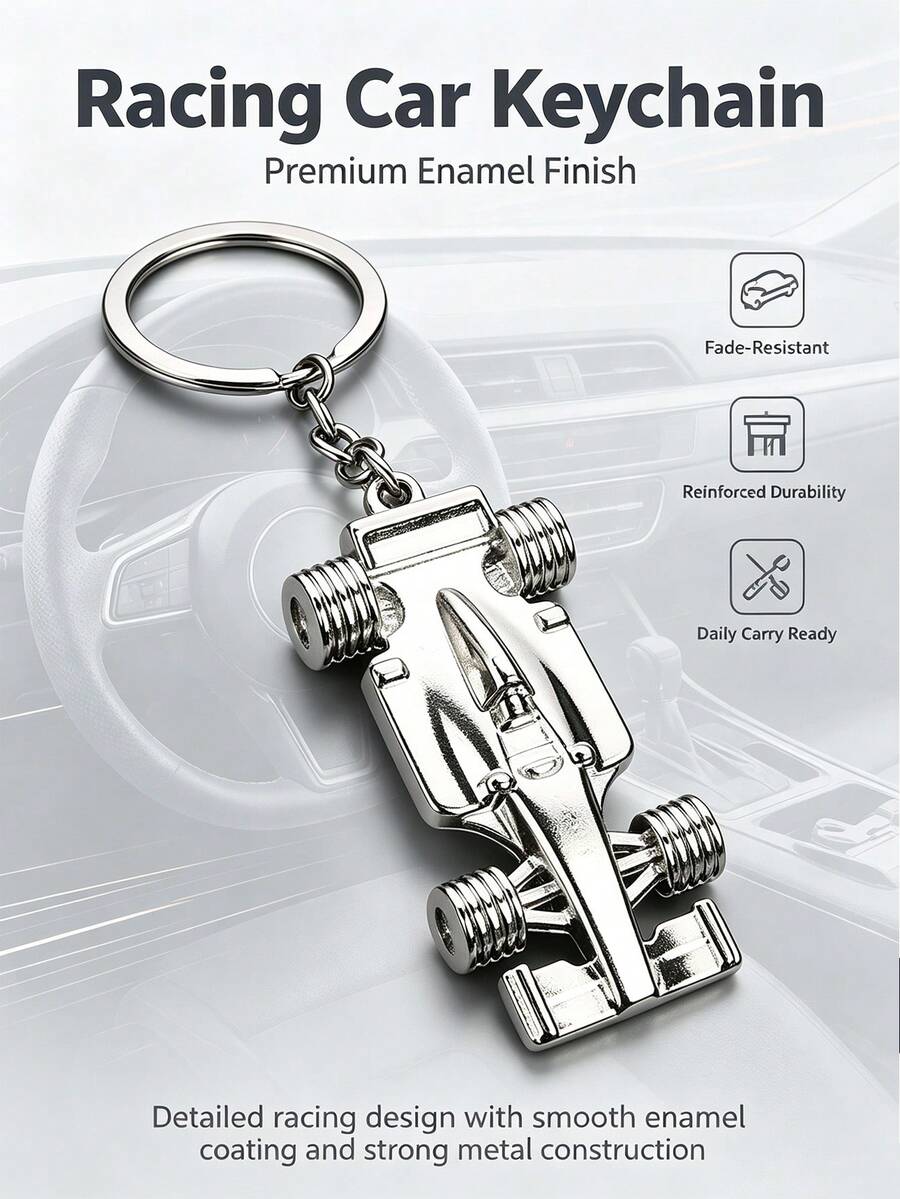3D Charm Simulation Racing Car Keychain For Car Key Fob​,Y2K Realistic Car Keyring For Bag Decoration,F1 Racing Car Shaped Keychain,2026 World Cup - Random Color - View 1