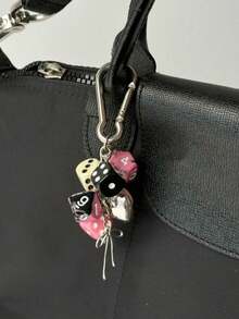 1pc Unisex Fashion Lucky Dice Keychain New Sweet Cool Style Multi-Faceted Dice Phone Case Bag Car Key Pendant - Multicolor - View 2