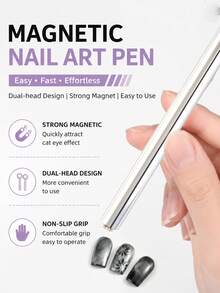 Cylindrical Nail Cat Eye Magnet Sticks With Scissor French Cat Eye Auxiliary Sheet, Create Star Snowflake & French Gradient Cat Eye Effect, Stainless Steel Manicure Tool For Salon Home DIY Gel Nail Art - Multicolor - View 7