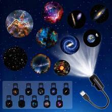 USB LED Galaxy Projector, 360° Rotating Adjustable 3/6/10 Starry Sky Patterns, Replaceable Light Slides, USB Powered, Bedroom Ceiling Starry Sky Romantic Atmosphere Decor, RV Outdoor Camping, Astronomy Education, Easter, Christmas, Valentine's Day, Birthday Gift - Plug-in Galaxy Starry Sky Projector - View 8