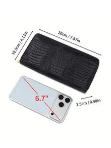 FOREVER MIYIN RFID Blocking Women Long Zip Around Wallet, Crocodile & Woven, Large Capacity Multi‑Card Slots Back & Coin Pocket, Phone‑Compatible Daily Travel - Multicolor - View 12
