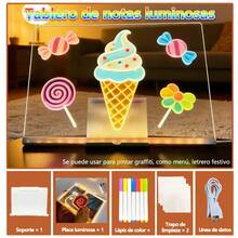 30*20cm Tablero de dibujo luminoso borrable, tablero de escritura transparente acrílico de doble cara, Cartelera de bricolaje, regalo de cumpleaños creativo, decoración de escritorio de oficina - Multicolor - Ver 1