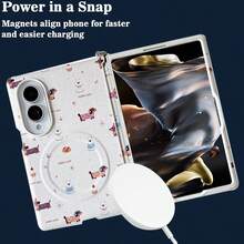 keshengtai PU Leather Dachshund Pattern Magnetic Phone Case, Supports Wireless Charging, Hard PC Backplate Protective Phone Cover, Compatible With Samsung Galaxy Z Fold 8 - A - View 5