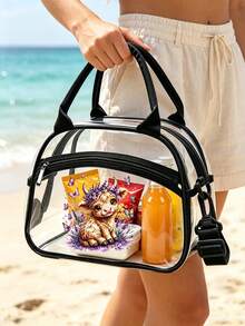 Portable Transparent Washable Bag Set, Premium PVC Material Lightweight Waterproof Easy To Clean, Large Capacity Compartments For Organized Storage Of Lunch Boxes, Cosmetics, Snacks, Fruits, Medicines And Beverage Bottles, Perfect For Commuters And Students, Multi-Functional Travel Storage Bag Suitable For All Seasons, Reusable To Reduce Disposable Waste, Transparent Design For Easy Item Retrieval, Ideal For Outdoor Picnics And Weekend Camping - Multicolor - View 10