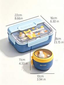 SEAL LOCK Large Capacity School Lunch Box (Includes Fork & Spoon), Cute Cartoon Bento Box, Reusable Lunch Container, Microwave , Lunch Bag, Suitable For Home, School, Office, Travel, Back To School Season, Outdoor Picnic - Multicolor - View 7