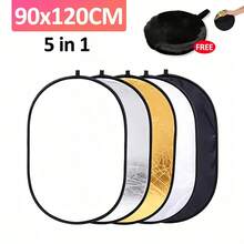 New Style 5‑In‑1 Oval Collapsible Photography Reflector Board 60*90cm Multi‑Disc Fill Light Diffuser 90x120cm Outdoor Studio Live Streaming Lighting Kits Photography Backdrop Props Accessories - View 12