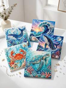 1pc Ocean Theme Pearl Art DIY Kit 3D Bead Diamond Painting For Adults,Assorted Gems Add Raised Detail To Coastal Scenes For An Engaging Hands-On Activity And Decorative Display - Multiple Styles - View 1