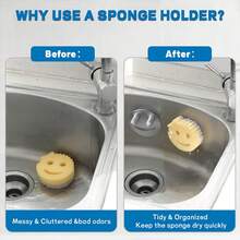 Stainless Steel Suction Cup Sponge Holder, Kitchen Bathroom Sink Sponge Drain Rack, Dishwasher , Quick Dry Sponge, Silver Single Pack, Sink Countertop Sponge Organizer - Silver - View 5