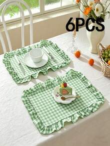 2/6/12/120pcs Plaid Ruffled Napkins, Farmhouse Style Home Kitchen Decor, Reusable Washable Napkins Suitable For Restaurants, Kitchens, Weddings, Bridal Showers, Parties, Dining Table Decoration - Multicolor - View 15