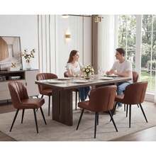 WAHSON OFFICE CHAIRS 2PCS Velvet Kitchen Chair Side Dining Chairs Armless Tub Chair With Metal Legs - Brown - View 6