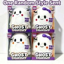 1pc Cute Ghost Squishy Toy With Large Bow, Soft Slow Rising Squeeze Stress Relief Fidget Toy, Halloween Party Favor Gift For Kids Teens - Multicolor - View 7