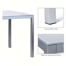 Dining Table And Chairs Set Of 4/6, Glass Kitchen Table And Faux Leather Padded Chairs Kitchen Dining Table Set - Grey - View 4