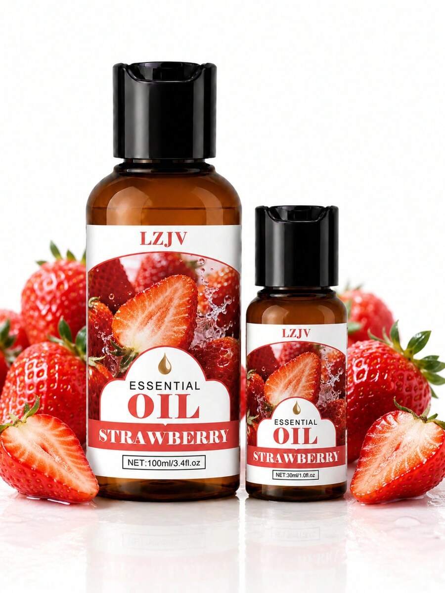 [Upgraded Press Type]100ml/3.4oz, 30ml/1.0oz Strawberry Fragrance Essential Oil, Lavender Aromatherapy Essential Oil, Suitable For Diffusers, Humidifiers, Handmade Soap/Candle Making, Ideal Gift - [Pump Bottle] Strawberry Essential Oil - View 1
