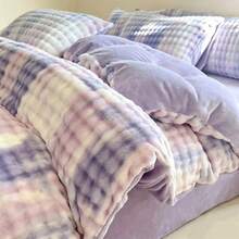 Faux Rabbit Fur Solid Color Versatile Plush Duvet Cover, Soft And Comfortable, Machine Washable, Suitable For Bedroom, Guest Room, Bedding Decor, Holiday Gift, 150*200*230 Duvet Cover, Pillowcase Not Included, No Insert - Mauve Purple - View 5