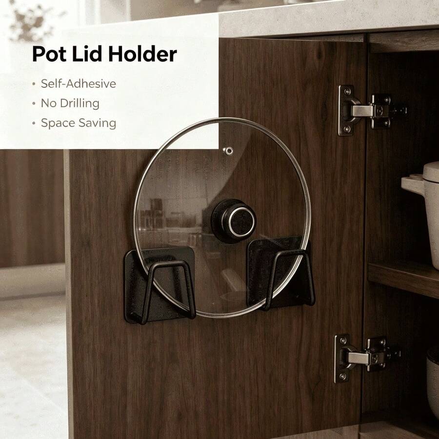 2/6/10pcs No Drill Multi-Function Kitchen Pot Lid Rack, Suitable For Cutting Board, Pot Lid Storage, Can Be Installed On Bathroom And Balcony Walls, Kitchen Essential - Multicolor - View 1
