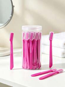 30/20/12/6/3/1pc Exfoliating Tool Set - Unisex Facial Razors, Straight Handle Eyebrow Razors With Caps, Eyebrow Trimmers And Shavers, Facial Hair Removal Razors, Exfoliating Shaving Tools, Non-Slip Handle Easy To Operate, Mini Blade Eyebrow Razors, Suitable For Beginners, Essential Hair Care Products And Accessories For Hair Salons, Beauty, Travel, Suitable For Gifts, Presents, Bargains - Hot Pink - View 6