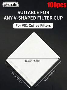 choxila 100pcs White Square #01 And #02 Coffee Filter Paper, Disposable Filter Paper Suitable For Pour-Over And Drip Coffee Makers, Ideal Coffee Accessory For Travel, Kitchen Storage, Apartment Living, Coffee Shop, Also As A Gift For Coffee Lovers - White - View 12
