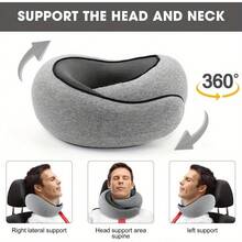 1 pieza, Nuevo cojín de viaje - Funda suave, relleno 100% de espuma de memoria, almohada de cuello en forma de U portátil para aviones, coches, oficinas y sueño vertical - Diseño ergonómico para máximo confort y apoyo - Gris - Ver 1