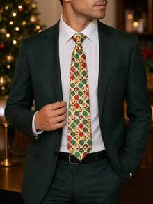 1pc Men's Christmas Costume Tie, Suitable For Christmas Holiday Wear - Multicolor - View 1