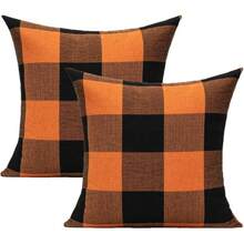 Ensemble de 2 taies d'oreiller d'automne citrouille, housses de coussin à texture de lin avec imprimé de tournesol et lettres manuscrites, taies d'oreiller décoratives Hello Pumpkin Thankful pour canapé, chambre, décoration de la maison pour Thanksgiving et l'automne - Orange brûlé - Voir 9