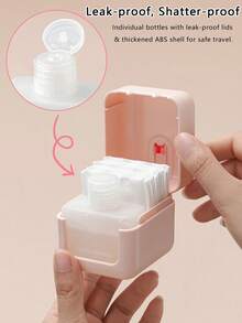 1pc Portable Travel 2-In-1 Makeup Remover Dispenser, Compact Plastic Storage Box, Suitable For Makeup Remover And Nail Polish Remover, Pocket Size, Ideal For Travel And Business Trips, Flip Top Design, For Skincare And Nail Care Storage - Multicolor - View 2