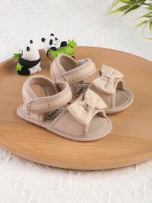 Sandal Bayi Perempuan Bermotif Garis-Garis Modis dan Serbaguna untuk Usia 0-1 Tahun, Sepatu Jalan Balita, Sepatu Bayi, Musim Semi/Musim Gugur - Aprikot - View 2
