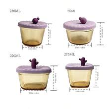 1pc High Borosilicate Glass Baby Food Storage Box, Glass Body Heat Resistant Up To 400℃, Equipped With Soft Silicone Lid, Multi-Functional Food Storage Box, Dry Fruit Snack Airtight Storage, Soft Silicone Lid, Leak-Proof When - Purple - View 2