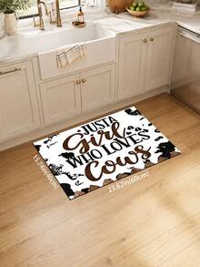 1pc Cow Print Kitchen Mat, Fun Holiday Style, Suitable For Autumn Party, Bathroom, Room, Kitchen, Sink Area And Home Holiday Decor, Foot Mat, Pet Mat - Multicolor - View 8