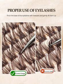 Asiteo 8排 D捲度 棕色簇裝假睫毛，混長蓬鬆柔軟舒適分段式假睫毛，適合初學者、日常妝容、音樂節、禮物 - D - 查看 6