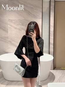 1件歐美時尚金屬裝飾迷你手拿包，高端亮面金屬條女款手提包，優雅奢華水鑽晚宴包，適合正式禮服，PU皮革派對包/浪漫婚禮手拿包/舞會包/雞尾酒會包，適用於學校舞會，附金屬鍊條 - 銀色 - 查看 12
