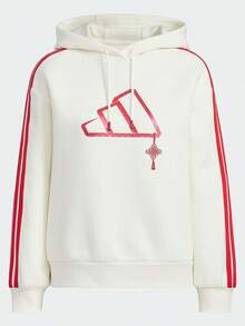 Adidas Sweatshirt Pullover Olahraga Kasual Musim Semi/Gugur Wanita, Sweatshirt Rajut Dua Sisi JZ1638 - Giok Han putih/merah - View 1
