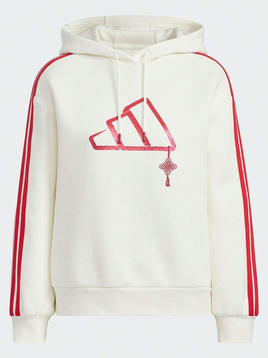Adidas Sweatshirt Pullover Olahraga Kasual Musim Semi/Gugur Wanita, Sweatshirt Rajut Dua Sisi JZ1638 - Giok Han putih/merah - View 1