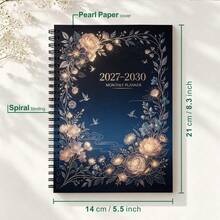 1PC A5 2027-2030 Monthly Planner Vibrant Orange Marigold Cover, 48 Month Spiral Bound Calendar Notebook, Twin-Wire Binding Thick Paper With Tabs, Weekly & Monthly Schedule Organizer For Student Office School Home - A5 - View 3