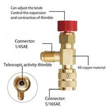 Refrigerant Charging Hose With Flow Control Valve, 1/4‑Inch To 5/16‑Inch Adapter For R410A Air Conditioning System - A - View 5