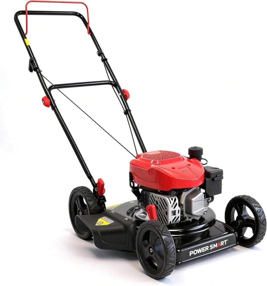 18-Inch Gas Lawn Mower, 144cc 4-Cycle Engine, Walk-Behind Push Lawn Mower, Side Discharge, 5-Position Height Adjustment, Ideal For Small Yards - A - View 1