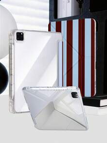 1件紅藍條紋平板保護殼，相容 iPad Mini6/7/Air/Air2/9.7/10.2/10.5/10.9 (Air4-Air8)/Pro 11/10th Gen/A16/Pro 11 2024，彩繪圖案平板套，透明壓克力背殼，絲綢質感 8 角支架，自動休眠/喚醒，內置筆槽，不含筆，部分機型附相機框 - 彩色 - 查看 8
