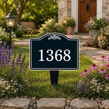 1pc Personalized Metal Yard Sign With Ground Stake, Customized Outdoor Sign, Garden Sign, Address Sign, Suitable For Home, Business And Event Custom Lawn Marker - Multicolor - View 3
