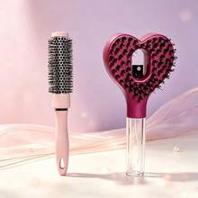 2pcs/Styling Comb - 2-In-1 Spray Comb With Water Tank, For Moisturizing And Exfoliating, Fine Mist Spray Design With Curling Styling Roller Comb, Hair Styling Round Barrel Curling Roller Aluminum Tube Comb Bangs Hair Styling Tool - Multicolor - View 3