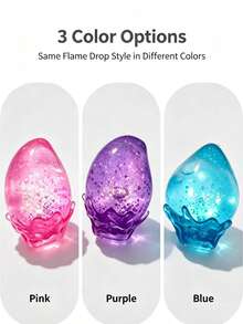 1pc Transparent Glitter Flame Drop Maltose Squishy Toy With Wave Base, Soft Squeeze Stress Relief Fidget Toy, Aesthetic Desktop Ornament, Birthday Party Gift For Teens Kids, Random Color - Multicolor - View 6
