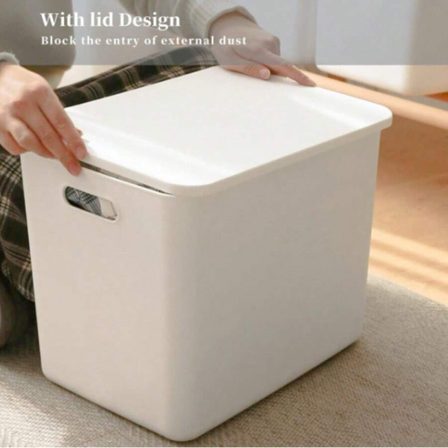 Plastic Storage Baskets Bins Boxes With Lids,Organizing Container Storage Organizer Bins For Shelves Drawers Desktop Playroom Classroom Office - White - View 1