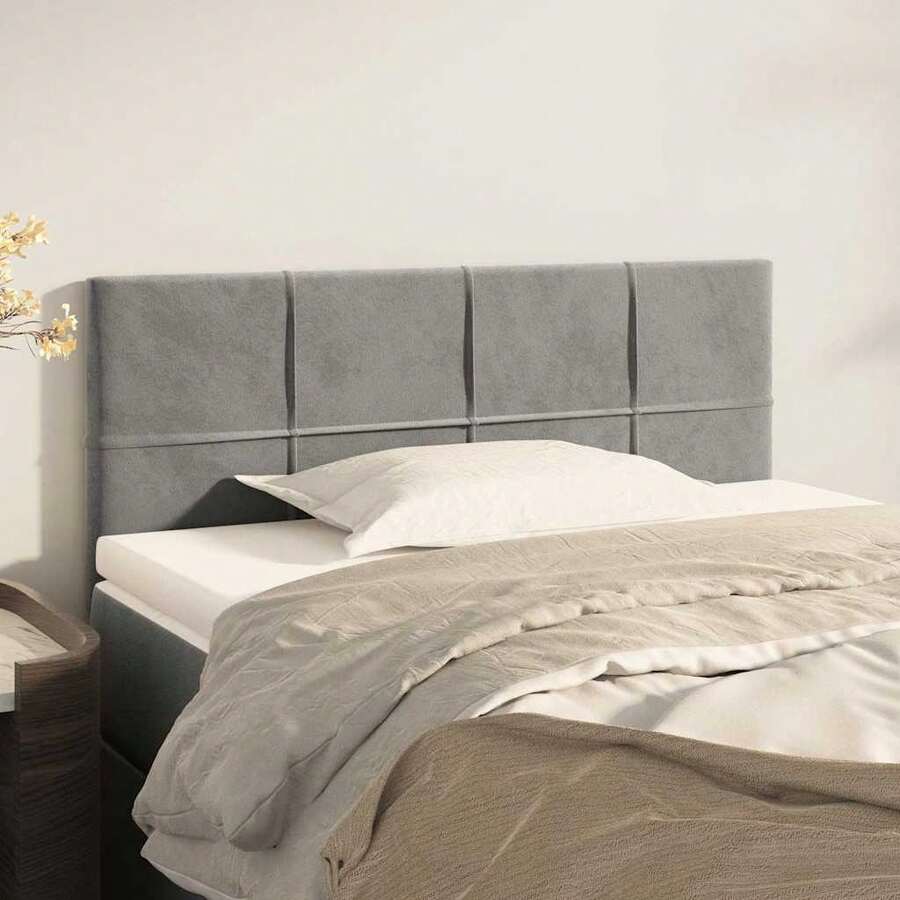 Headboard  Grey 100x5x78/88 Cm Velvet - Grey - View 1