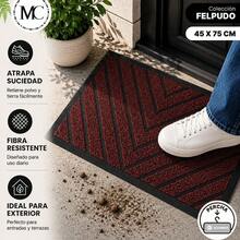 Felpudo Entrada Casa, Alfombrilla Retangular Absorbente con Base de Goma,Atrapa Suciedad y Humedad, para Interior y Exterior, Puerta, Pasillo y Terraza - PVC - roombo ROJO - Ver 3