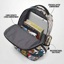 Fashion Pattern Multi-Purpose Backpack, Stylish Outdoor Commuter Bag, Multi-Function Storage Backpack For Back To School, Best Valentine's Day Gift, Gift For Friends Or Others, Gift For Men - Grey - View 3