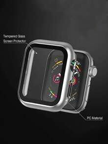 1件時尚新款PC手錶保護殼，適用於Apple Watch 38mm 40mm 41mm 45mm 44mm 42mm 49mm，兼容 Ultra系列 Ultra 9 8 7 6 5 4 3 2 1 SE，防水防刮防撞雙排水鑽手錶保護殼，男女適用 - 銀色 - 查看 3