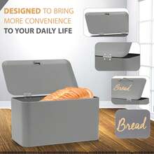 Crystals Modern Grey Bread Bin With Magnetic Lid - View 5