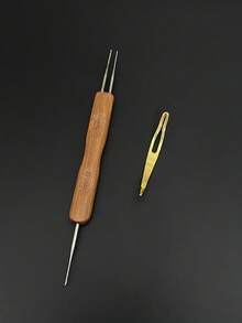 Dreadlock Double-Head Crochet Hook Set 1+2/1+3, Bamboo Handle 0.5mm/0.75mm Hair Locking Crochet Kit, Festival Style Handmade Hair Braiding Tool, Home & Salon Universal - Double-ended Bamboo Handle Dreadlock Crochet Hook - View 9
