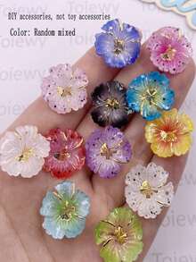 16件裝 14/18mm 樹脂彩色花朵單孔吊墜裝飾 平底水鑽貼花 DIY 婚禮珠寶剪貼簿手工藝配件 - 隨機混合 - 查看 10